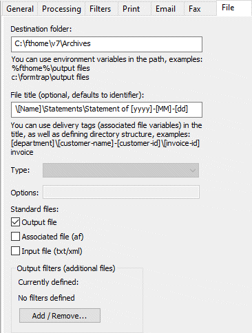 Settings for File Queue