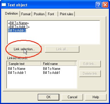 Link selection: link several fields within one text object