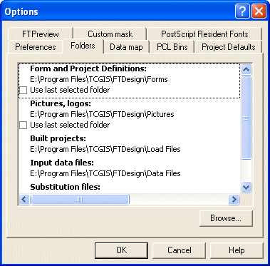Folders tab - Folder preferences unticked