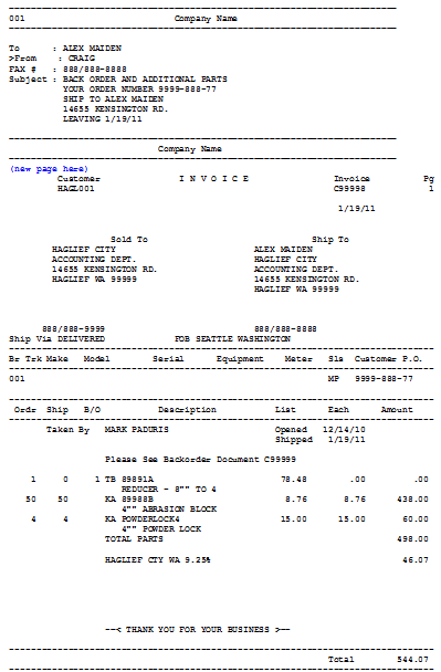 Fax Output