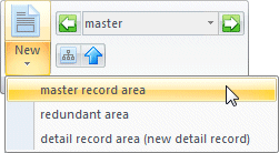 Area New Selection Pull-down