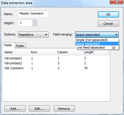 Field Merging Options