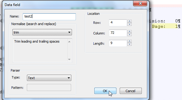 Data field definition